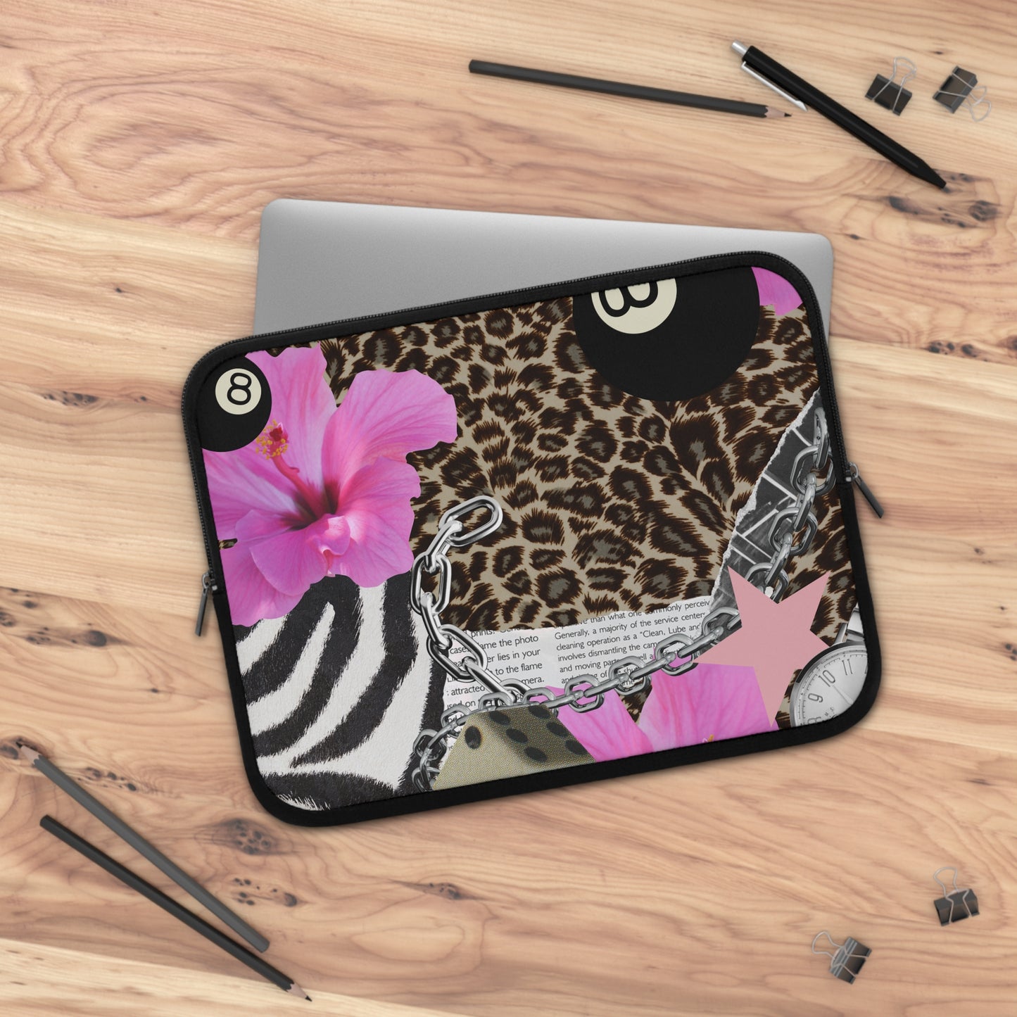 Trendy Laptop Sleeve with Floral & Animal Print Design, Stylish Laptop Case, Computer Bag,  Tech Accessories