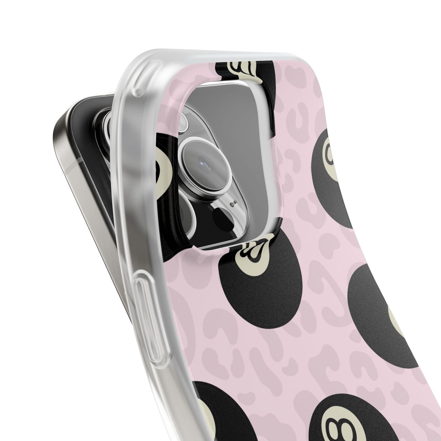 Soft Pink 8 Ball Phone Case, Cute  Leopard Print  Flexi Case