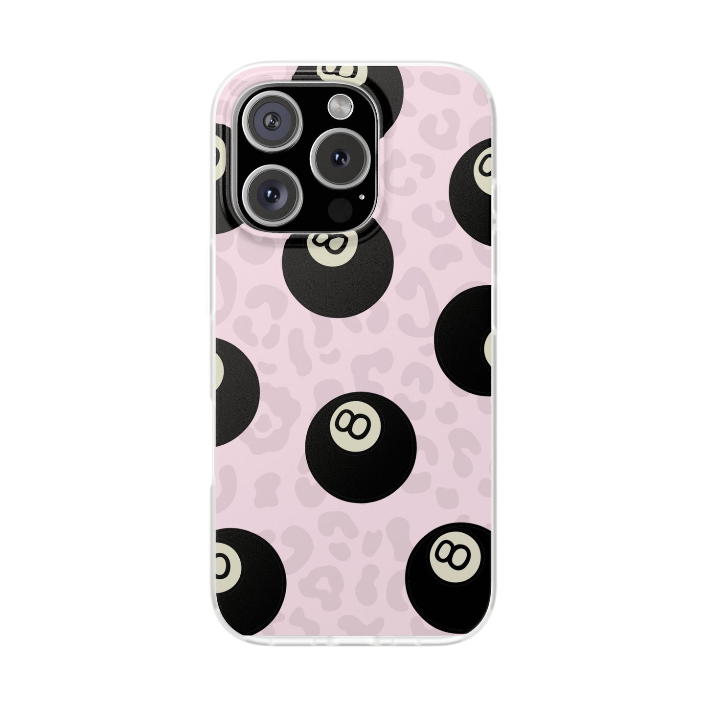 Soft Pink 8 Ball Phone Case, Cute  Leopard Print  Flexi Case